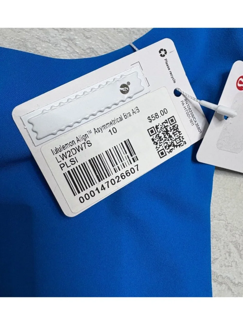 NWT Lululemon Align Asymmetrical Bra A/B Cup Blue-sz 10